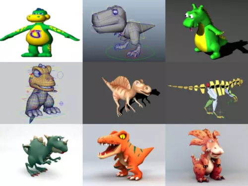 15 Cartoon Dinosaur Free 3D Models Collection