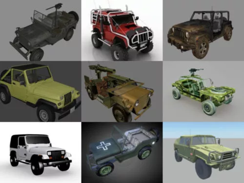 15 Vintage Jeep Car Free 3D Models Collection