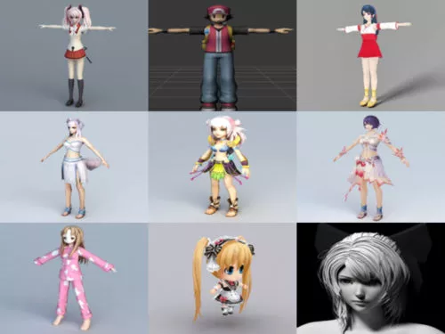 20 Beauty Anime Character Free 3D Models Collection