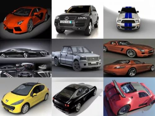 20 Car OBJ 3D Models High Quality Collection