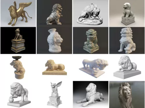 20 Sculpture Lion Free 3D Models Collection