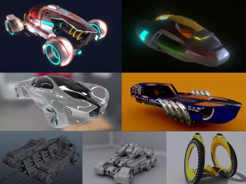 10 Sci-fi Car 3D Models Collection