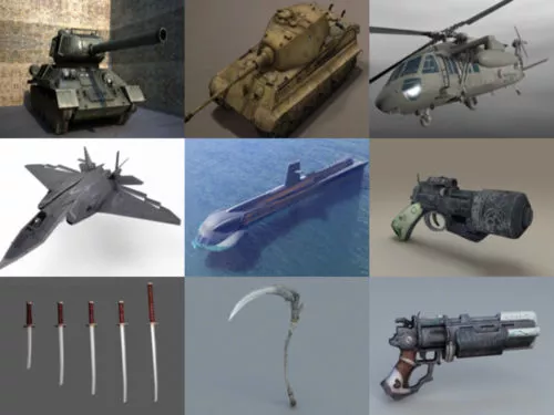 Top 10 Weapon Obj 3D Models – Week 2020-38 Collection