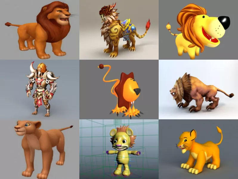 10 Animal Lion Cartoon 3D Models – Week 2020-43