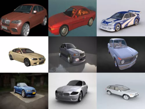 10 BMW Car Free OBJ 3D Models Collection