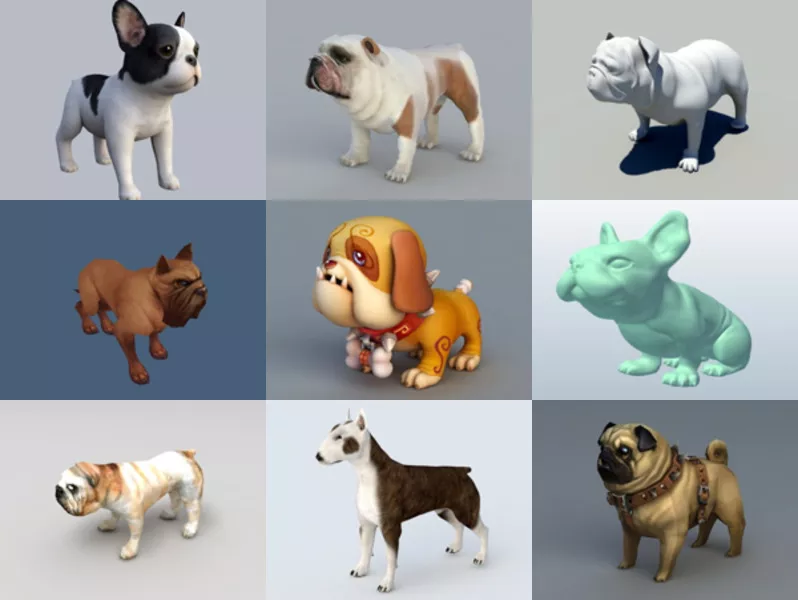 10 Bulldog Free 3D Models Collection