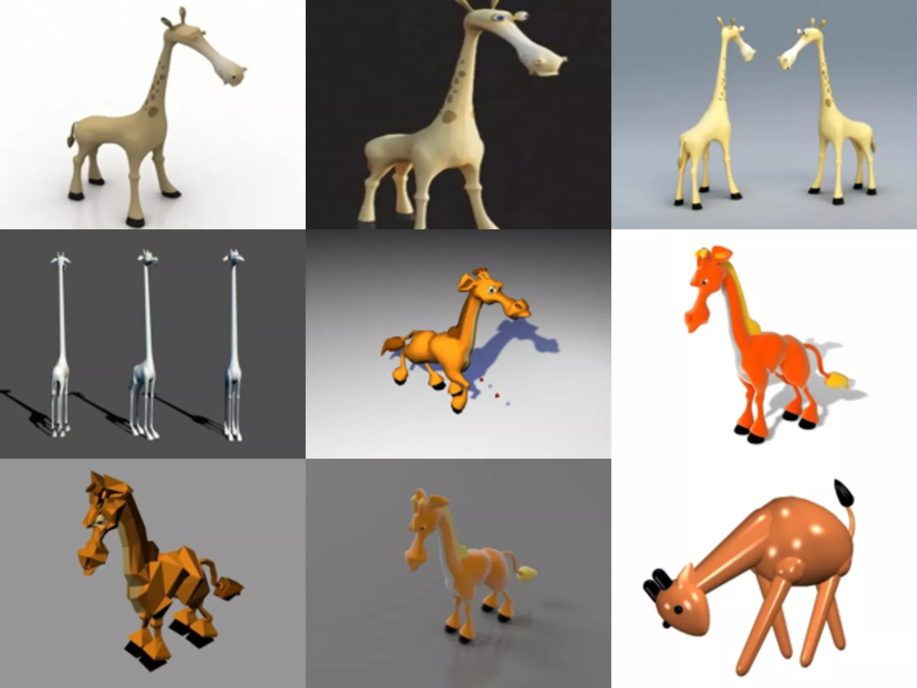 10 Cartoon Giraffe Free 3D Models
