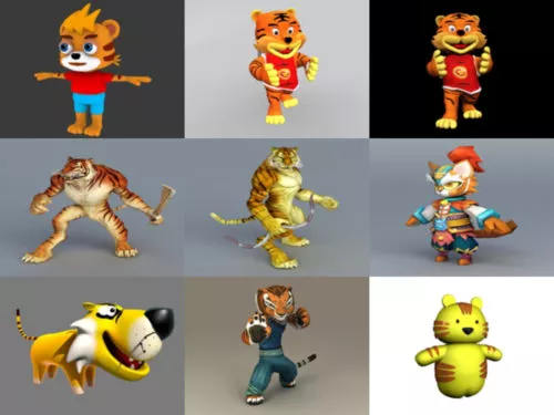 10 Cartoon Character Tiger Free 3D Models
