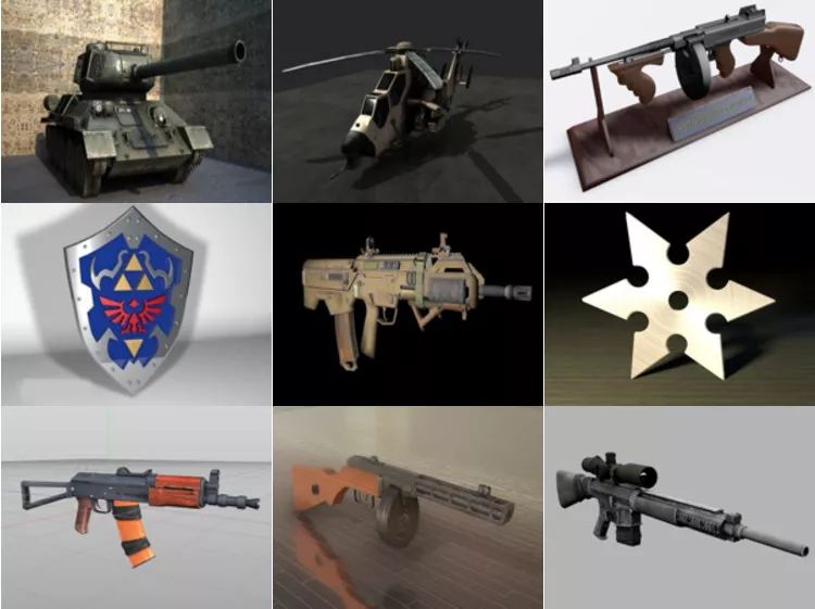 10 Cinema 4d Weapon 3D Models – Day 2020.10.14