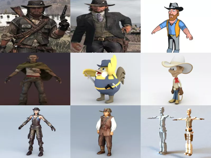 10 Cowboy Character Free 3D Models – Week 2020-43