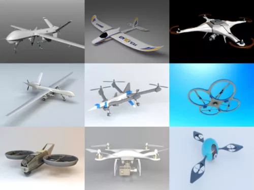 10 Drone Free 3D Models Collection