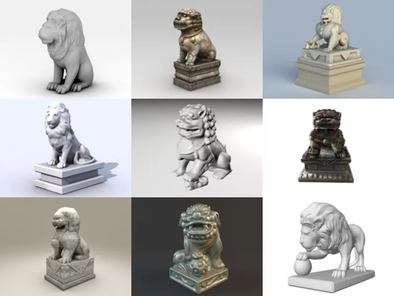 10 Front Door Animal Lion Statue 3D Models – Week 2020-43