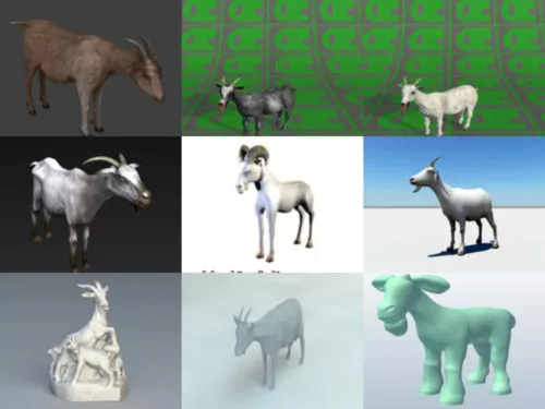 10 Goat Free OBJ 3D Models Collection