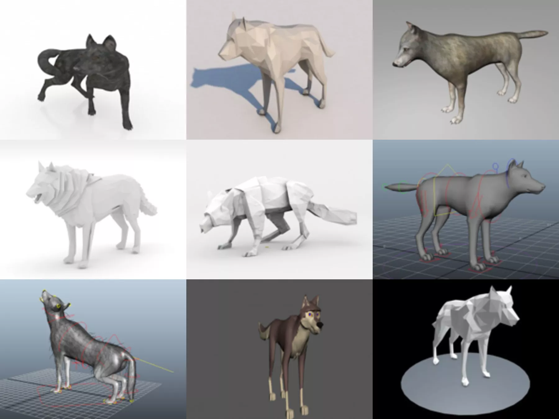 10 Lowpoly Wolf Free 3D Models Collection