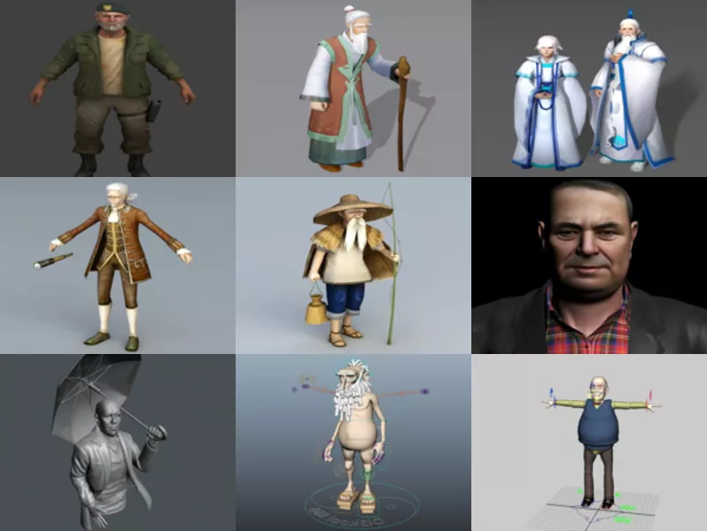10 Old Man Character 3D Models – Week 2020-43