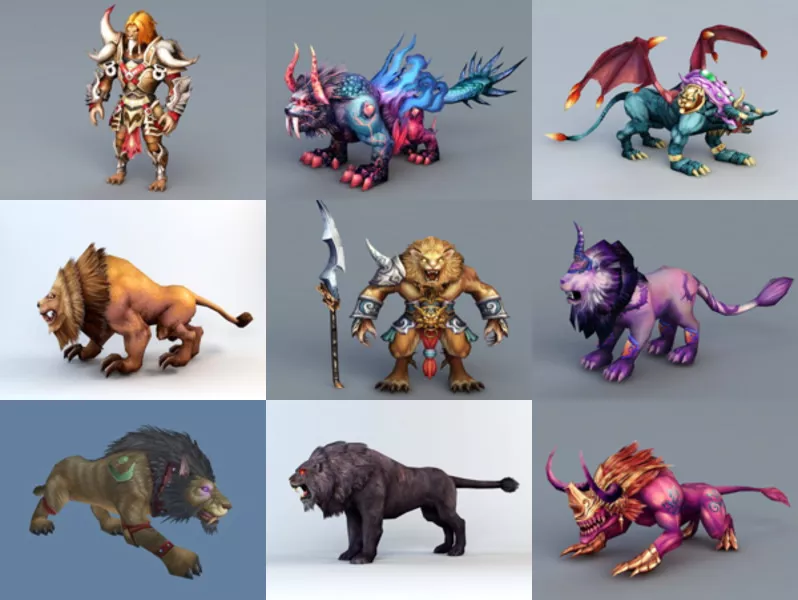 12 Animal Lion Game Character 3D Models – Week 2020-43