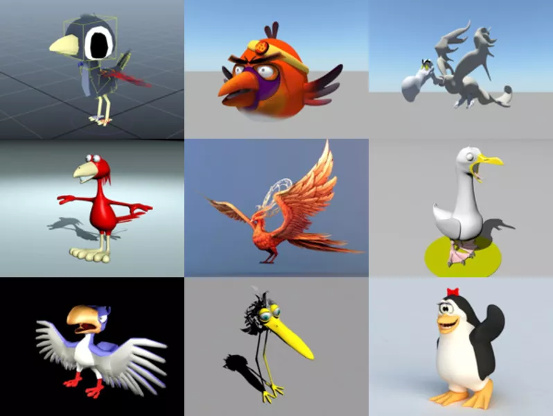 12 Cartoon Bird Animal 3D Models – Week 2020-43