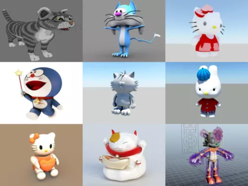 12 Cartoon Cat Free 3D Models – Week 2020-41