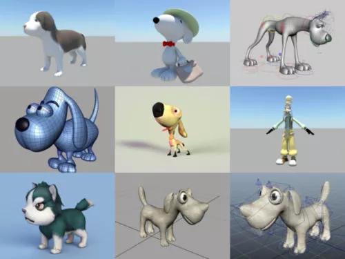 12 Cartoon Dog Free 3D Models Collection