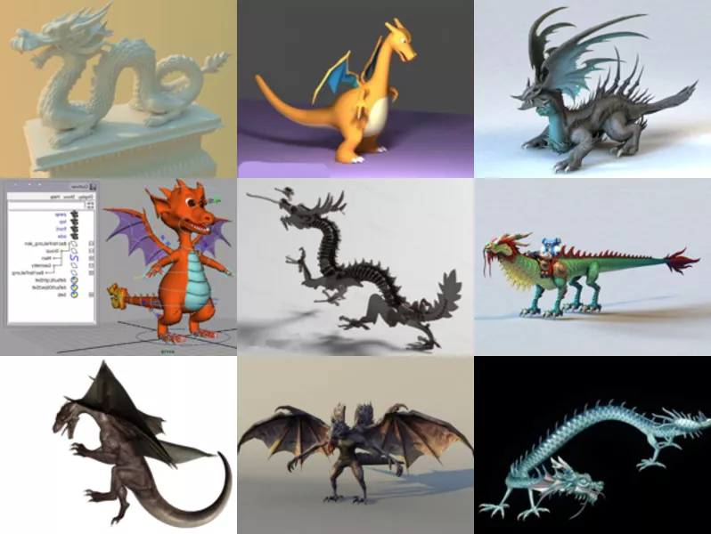 12 Dragon Free 3D Models Collection – Week 2020-44