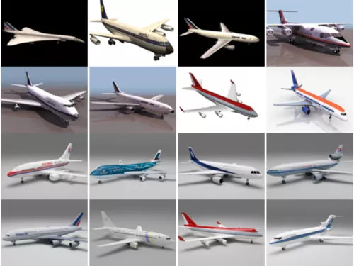 20 Airliner Free 3D Models Collection