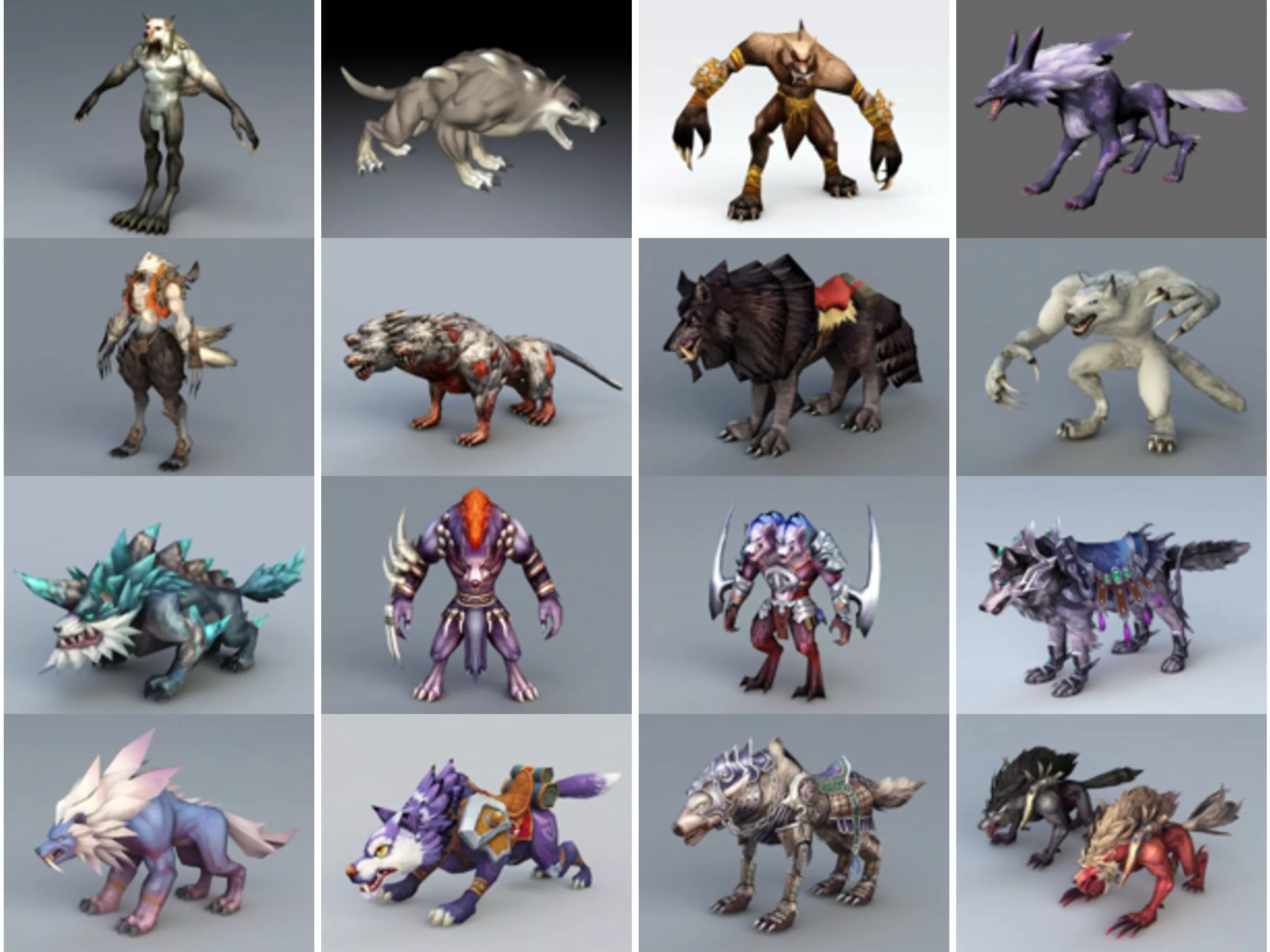20 Wolf Game Character Free 3D Models Collection
