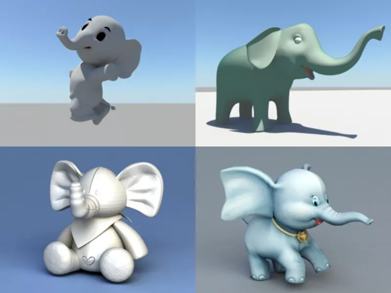 6 Cartoon Elephant Free 3D Models – Week 2020-43
