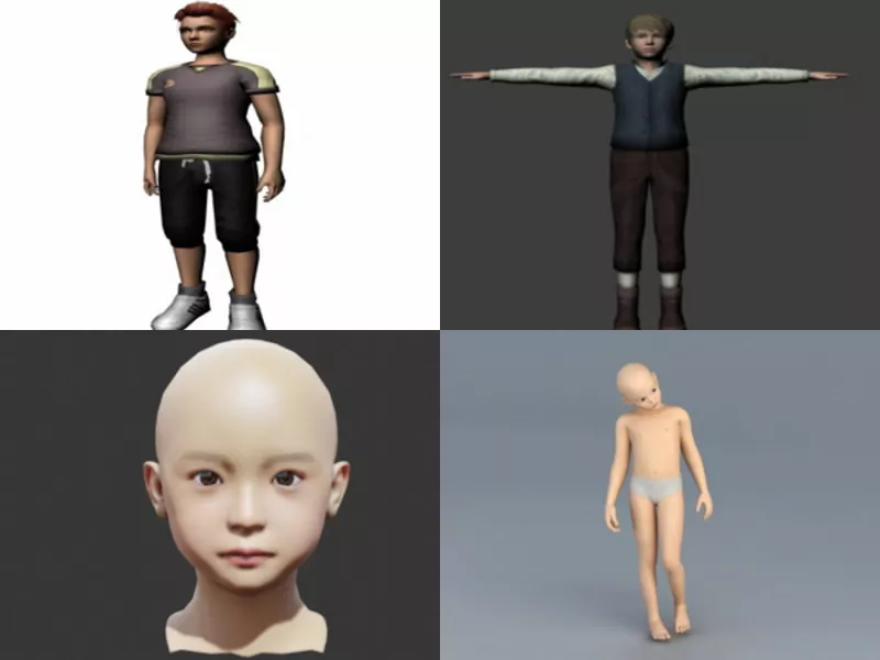 6 Realistic Boy Character Free 3D Models