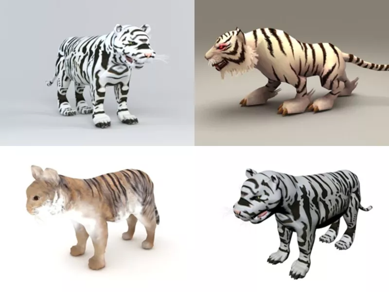 6 White Tiger Free 3D Models – Week 2020-43