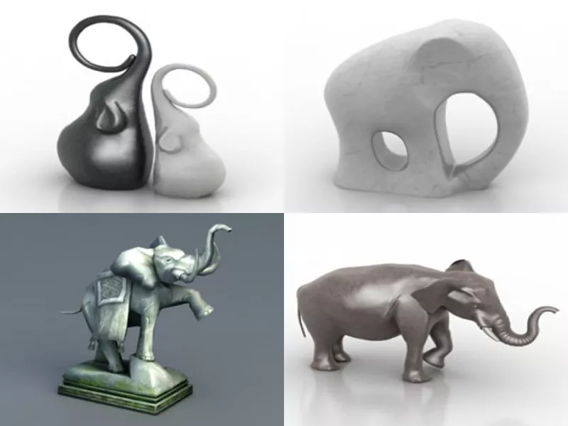 8 Elephant Figurine Free 3D Models – Week 2020-43