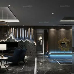 Apartment Night Living Room Interior Scene 3d model