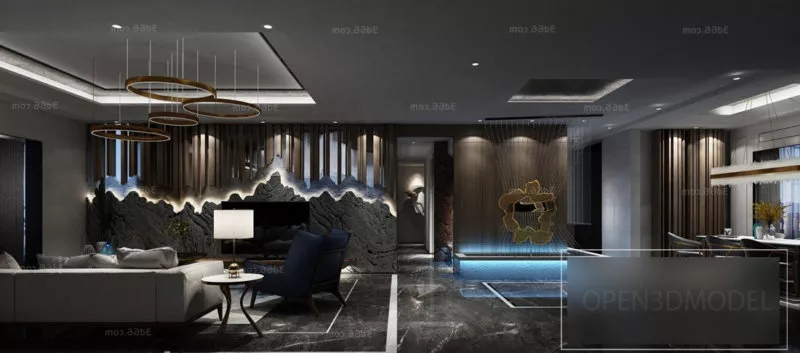 Apartment Night Living Room Interior Scene 3d model Apartment Night Living Room Interior Scene 3d model