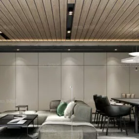 Modern Home Dinning Living Room Interior Scene 3d model