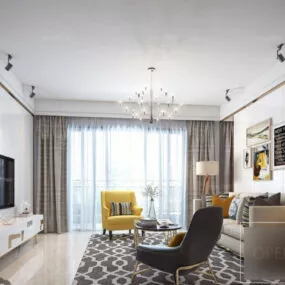 Apartment Living Room Interior Scene 3d model