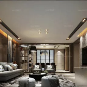 Living Room With Decoration Interior Scene 3d model