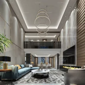 Duplex Living Room Design Interior Scene 3d model