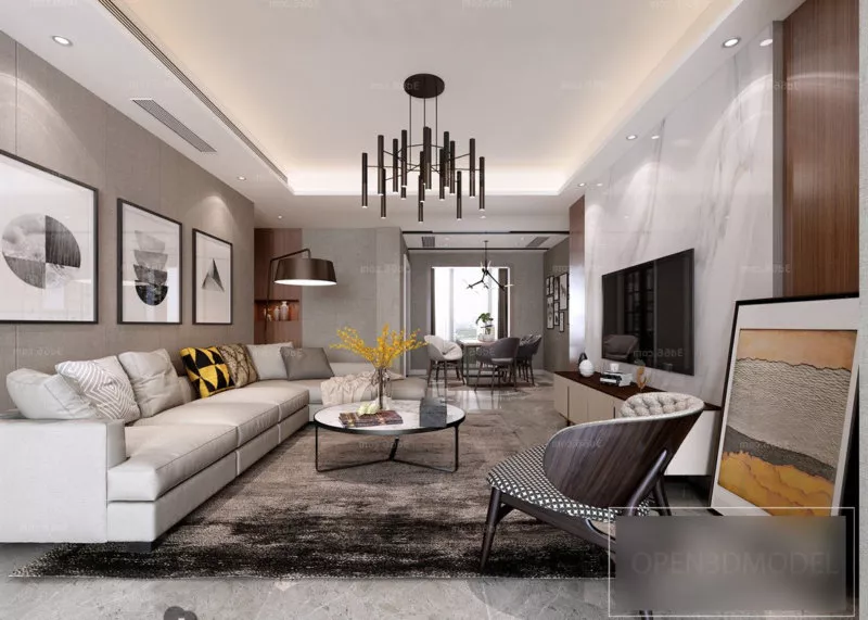Apartment Modern Living Room Interior Scene 3d model Apartment Modern Living Room Interior Scene 3d model