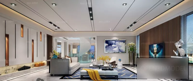 White Color Living Room Interior Scene 3d model White Color Living Room Interior Scene 3d model