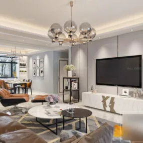 Realistic Living Room Interior Scene 3d model