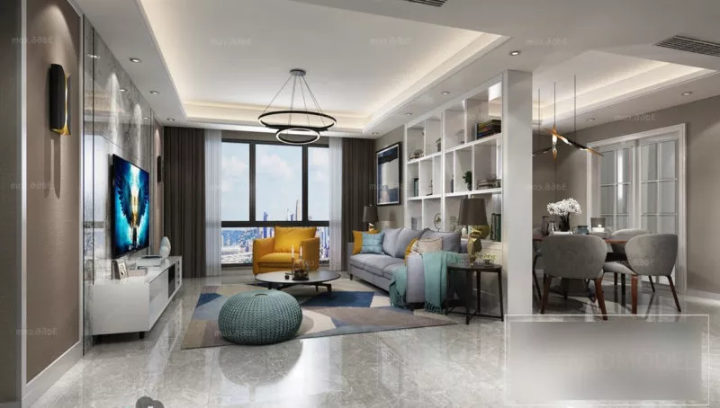 Apartment Living & Dinning Room Interior Scene 3d model Apartment Living & Dinning Room Interior Scene 3d model