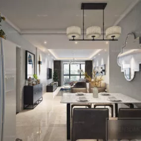 Apartment Dinning Space Interior Scene 3d model