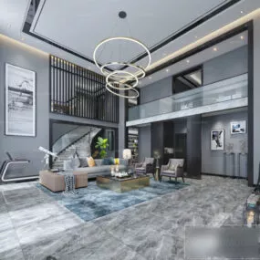 Modern Villa Duplex Living Room Interior Scene 3d model