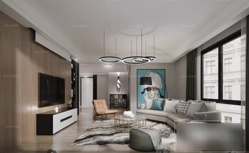 Modern Apartment Interior Scene Of Living Room 3d model Modern Apartment Interior Scene Of Living Room 3d model
