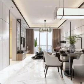 Interior Scene White Living Room Apartment 3d model