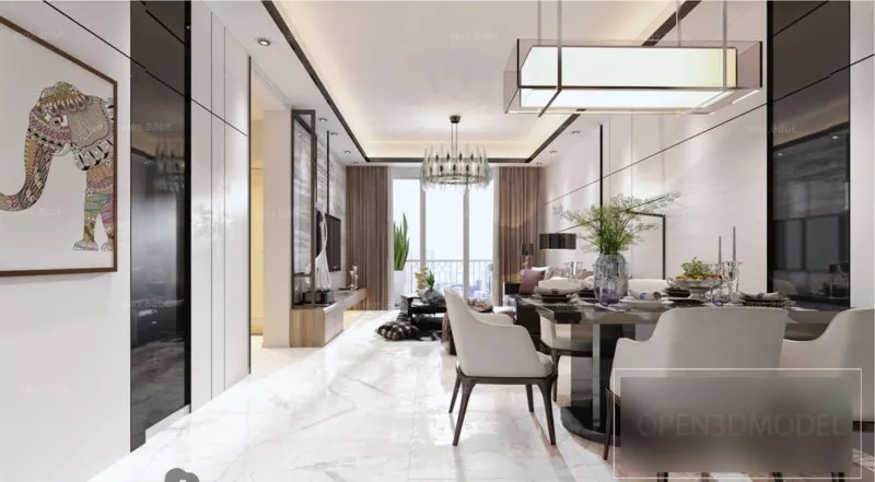 Interior Scene White Living Room Apartment 3d model Interior Scene White Living Room Apartment 3d model