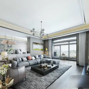 Interior Scene Large Apartment Living Room 3d model