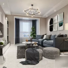 Interior Scene Living Room Common Design 3d model