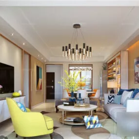 Modern Living Room Home Design Interior Scene 3d model