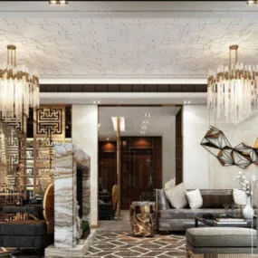 Noble Style Living Room Interior Scene 3d model