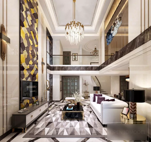 Luxury Interior Scene Of Duplex Living Room 3d model Luxury Interior Scene Of Duplex Living Room 3d model